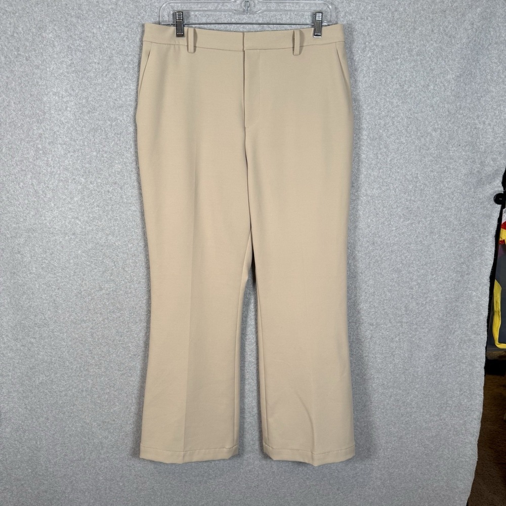 Uniqlo Trousers Flare Crop Womens Large 30-31" Waist Beige‎ Khaki